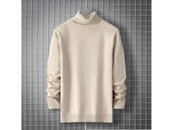 Jersey de cuello alto informal para hombre, ideal para el invierno de 2026, de punto ajustado, color liso, estilo Harajuku, confeccionado en poliéster.