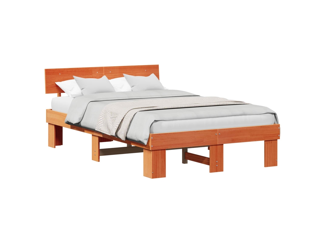 Maison Exclusive - Estructura De Cama Con Cabecera Marrón Cera 135 X 190 Cm
