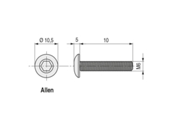 Tornillo roscqa metal allen iso 7380 negro largo 25mm metrica m-8 UCAFIX