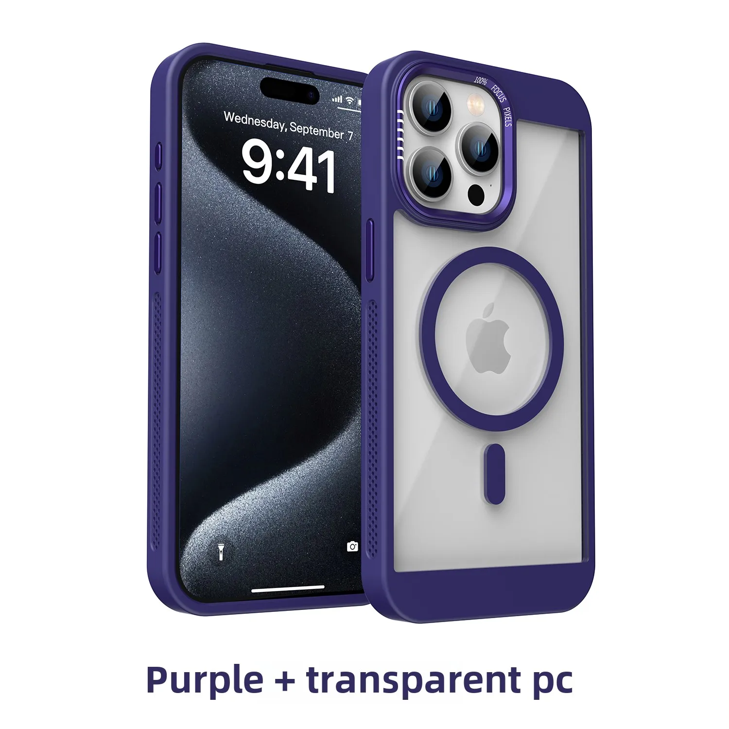 (iphone 16 Pro, Morado Oscuro) Funda Protectora De Acrílico Translúcido, Compatible Con El Sistema De Fijación Magnética Magsafe.