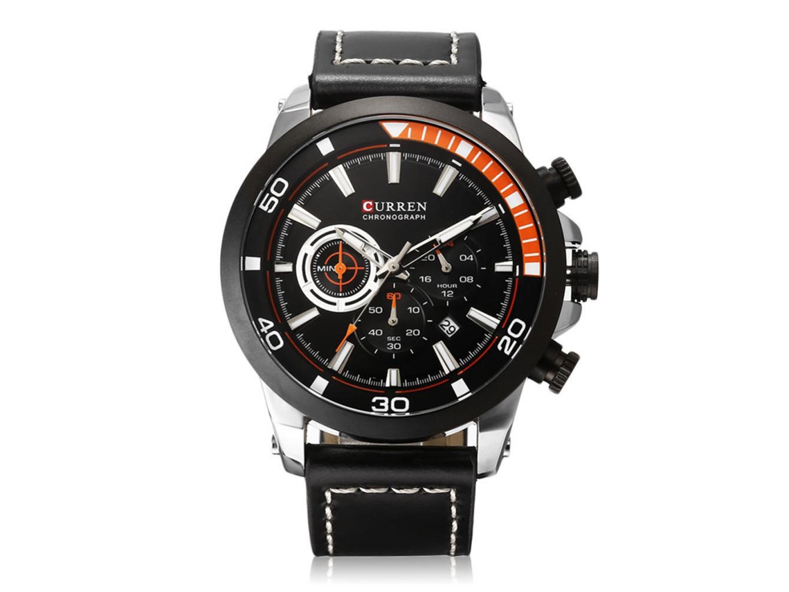 Reloj De Pulsera Para Hombre De Moda Curren Con Cuadro Blanco Correa De Cuero Pu Resistente Al Agua
