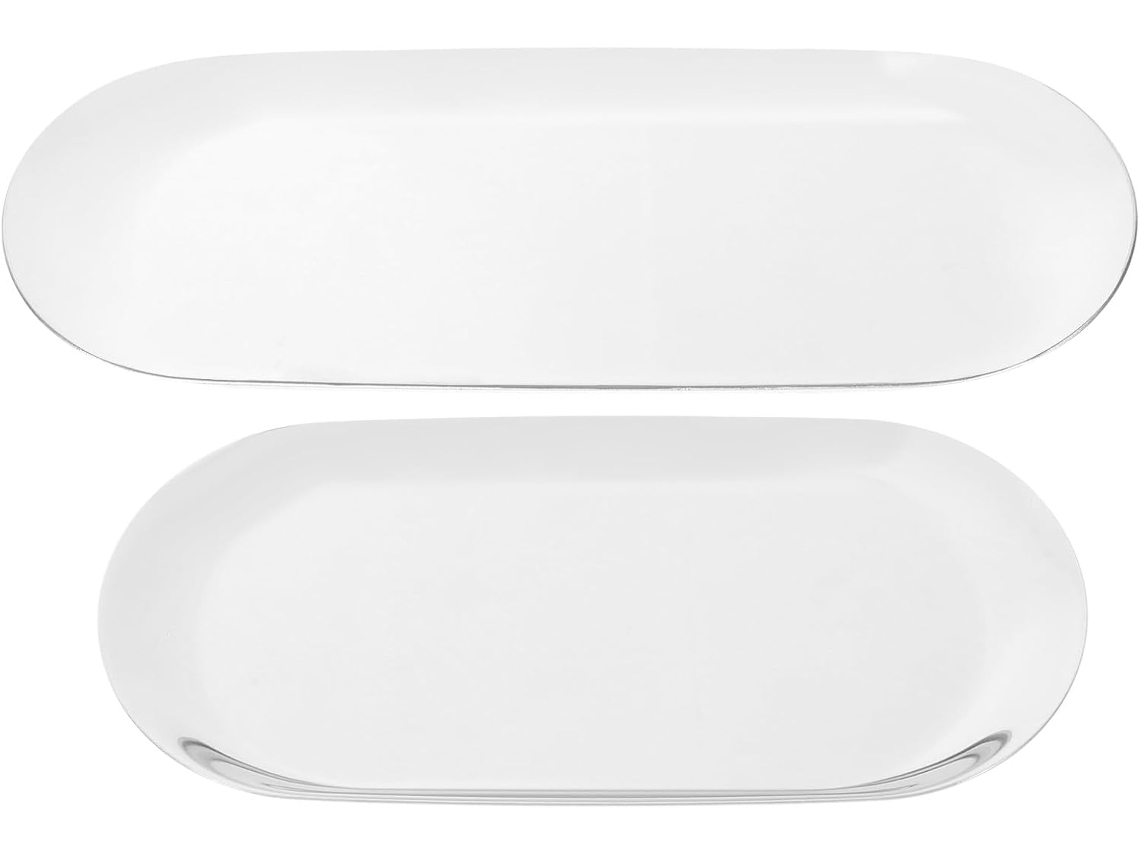 Bandeja Joyas Resistente Bordes Lisos Elegante Diseño Ovalado Acero Inoxidable 2 Piezas Guardar Exhibición