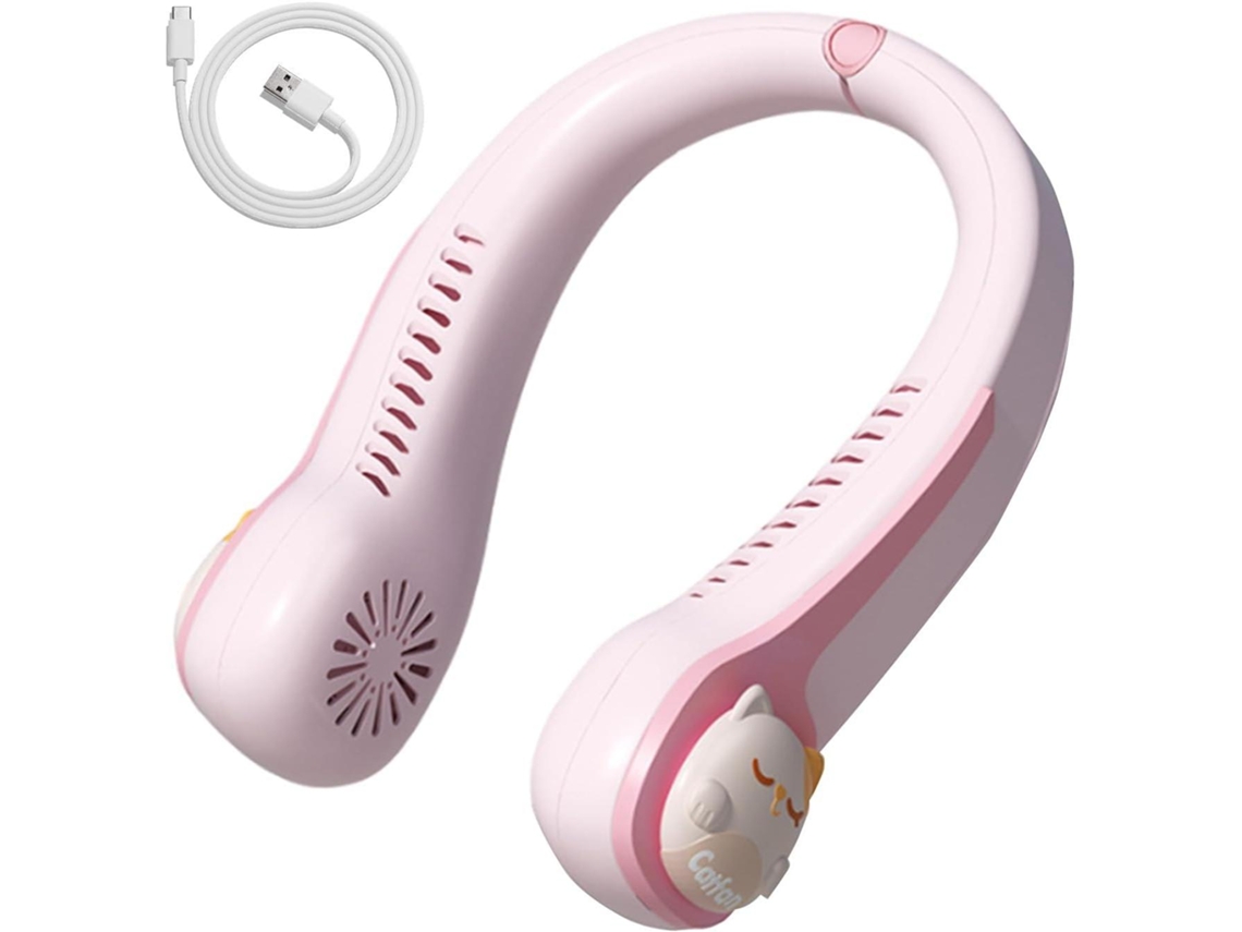 Ventilador De Cuello (rosa) | Tres Velocidades Ajustables | Sin Aspas | Usb | Refrigeración Potente