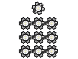 10 Chips Led De 1w Para Iluminación Diy, Perlas Luz Con Base Aluminio, 6500k, 90lm, Blanca 20 Mm.