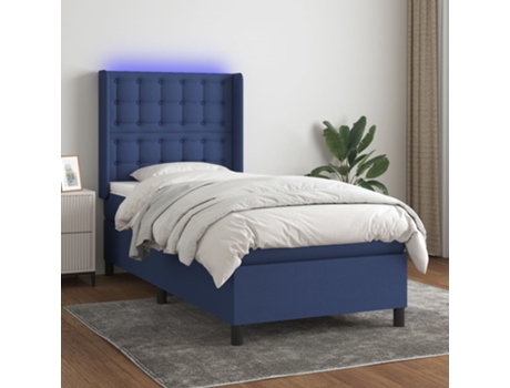 MAISON EXCLUSIVE Cama con somier con colchón y LED 90x190 cm Tela azul