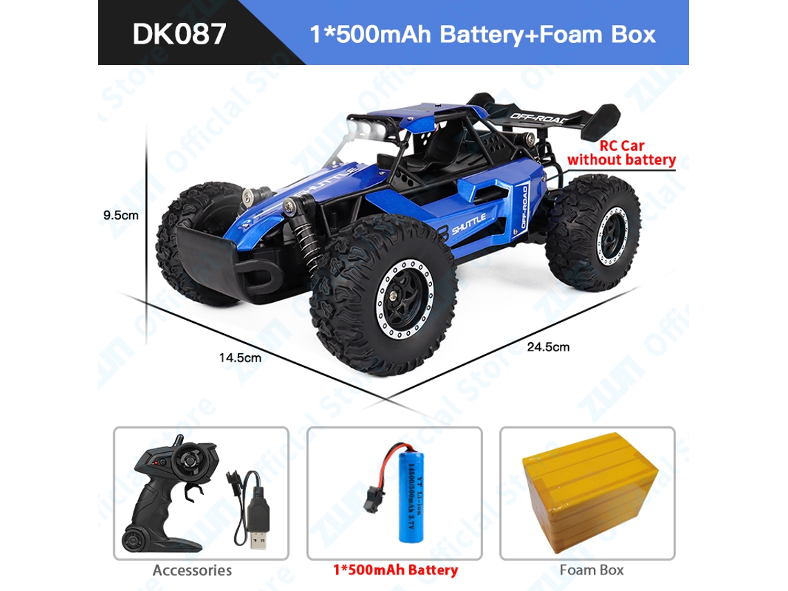 Coche RC 116 2WD con luces LED, todoterreno de escalada, control remoto de 2.4G, juguete para niños y niñas, color azul. Aeuzwr
