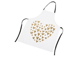 Delantal Unisex Blanco Para Cocina, Repostería Y Cafés, Bloqueo De Corazón Dorado