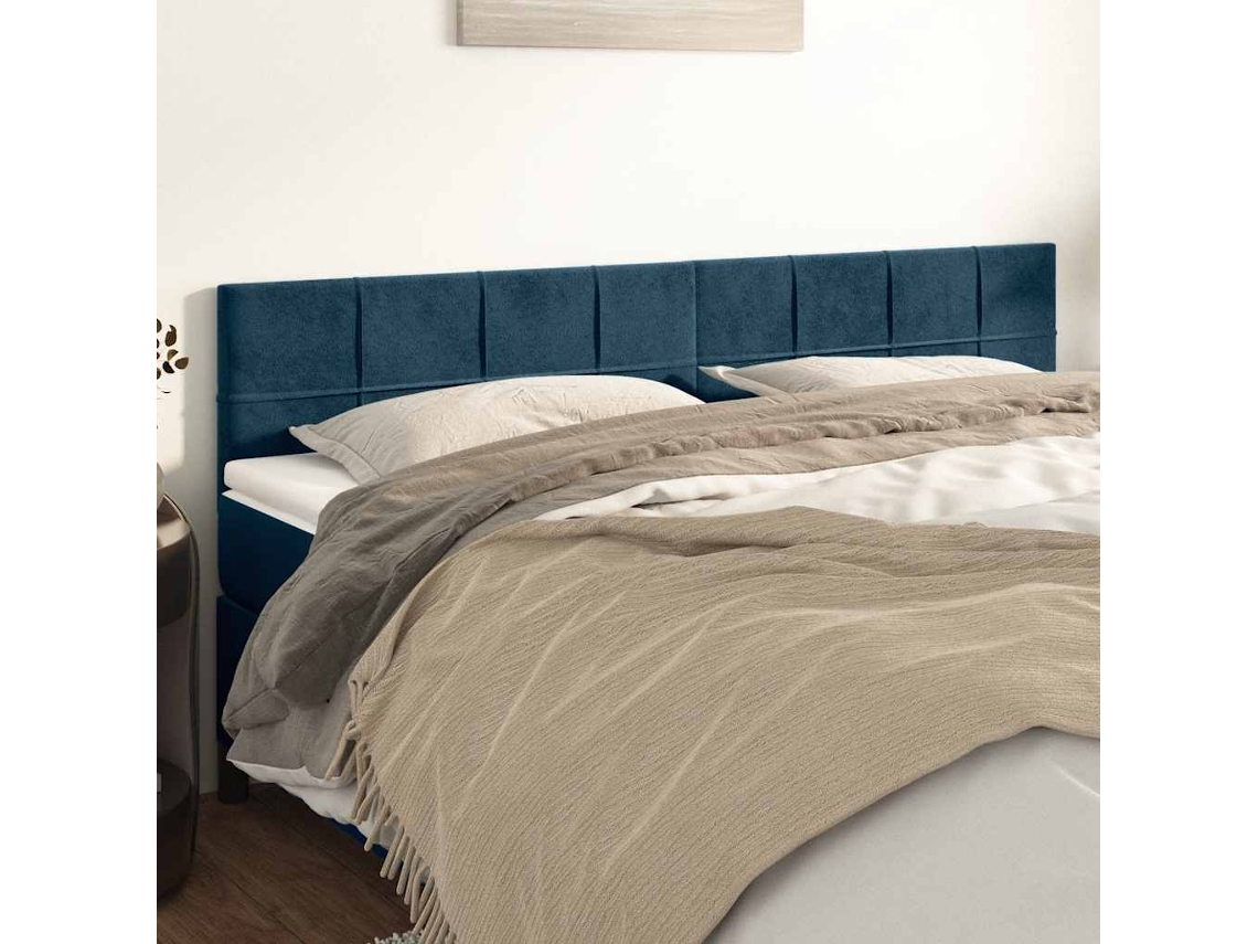 Cabecero de cama | Panel de cama de terciopelo de 2 piezas 90x5x78/88 cm Azul oscuro