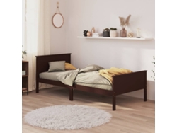 Estructura Cama Sin Colchón Madera Pino Marrón Oscuro 90x200 Cm