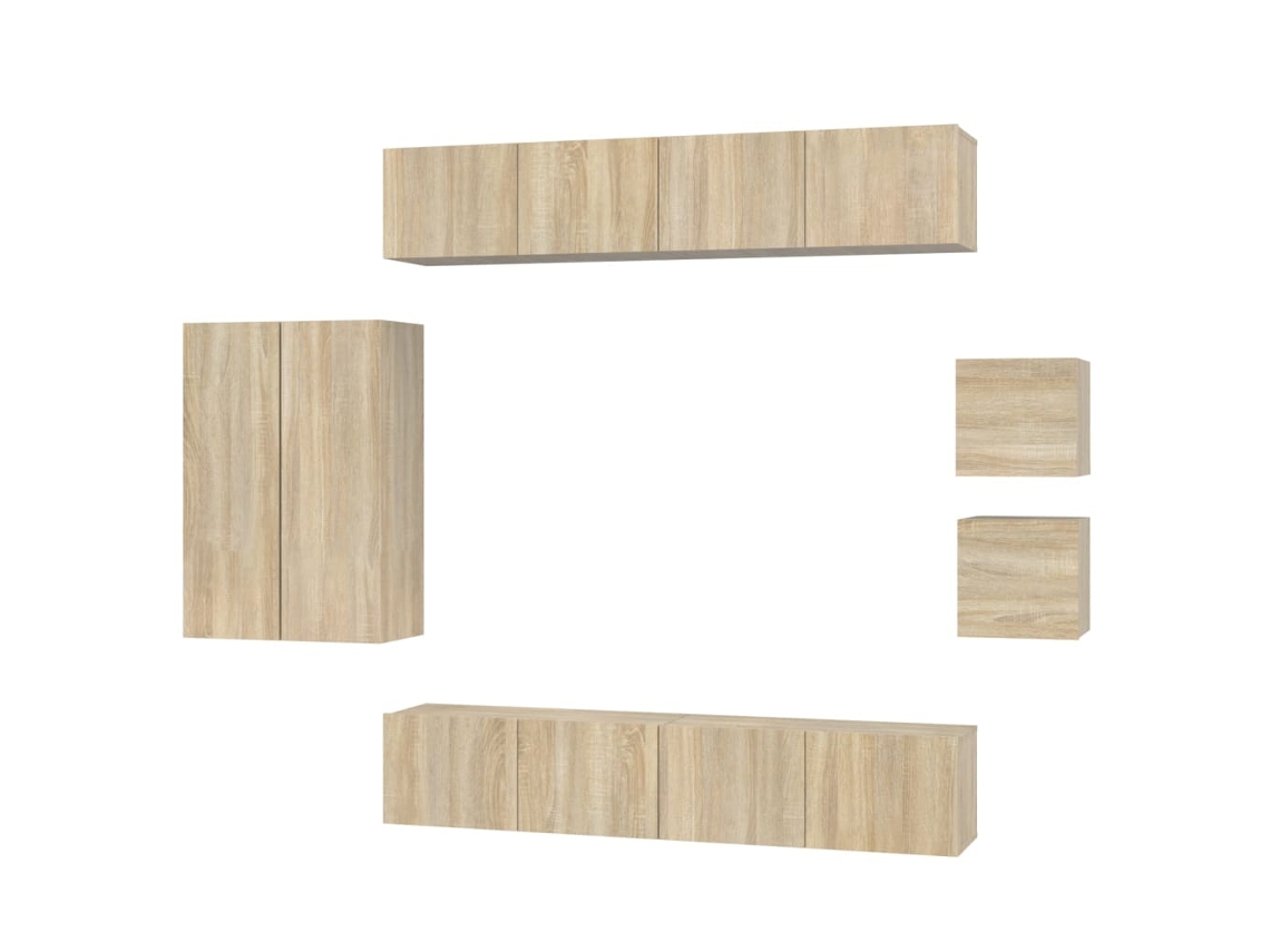 Pack Muebles de Armario Tv 8 Pzs Madera Procesada Roble Sonoma