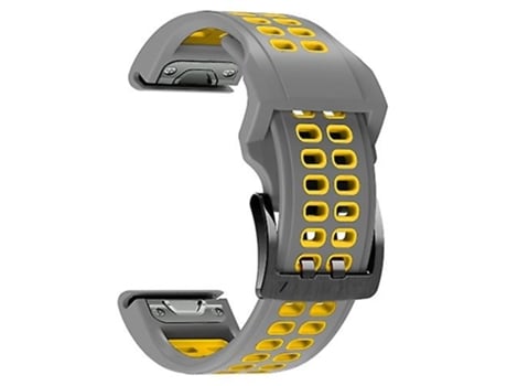 Correa De Reloj Inteligente Para Garmin Fenix 7X26Mm, Dos Colores, Dos Agujeros, Correa De Silicona De Liberación Rápida, Gris Y Amarillo VENISYMLIS