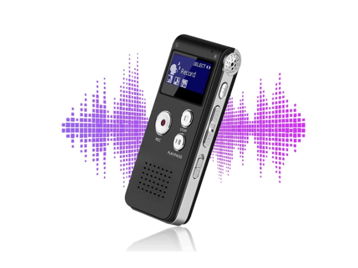 Grabadora de voz digital, fácil de usar, con micrófono dual, mini grabadora portátil, dictáfono MP3, USB, 8 GB, Yizhood (negro)