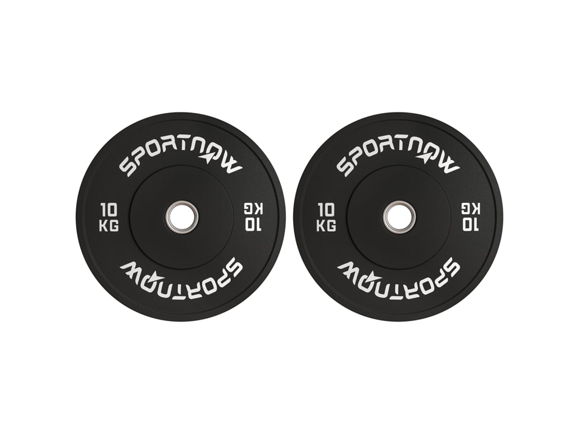 Par Placas Borracha 10kg Furo 5cm Compatível Com Halteres E Barras De Musculação Preta