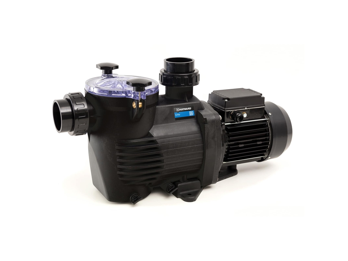 Bomba de piscina Hayward E-flo: Rendimiento hidráulico eficiente, funcionamiento silencioso, prefiltro termoplástico, motor monocilíndrico de 1,5 HP