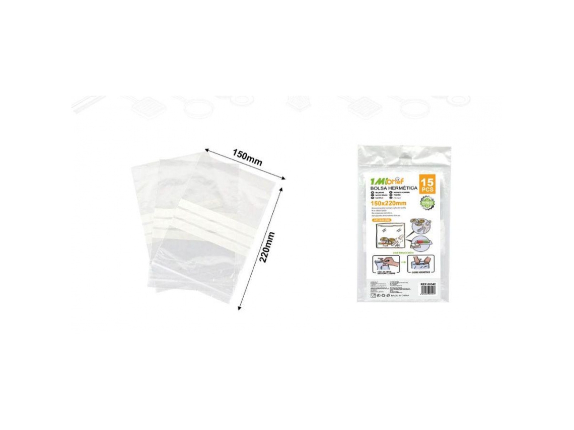 15 bolsas reutilizables para envasado al vacío de alimentos (220 x 150 mm)