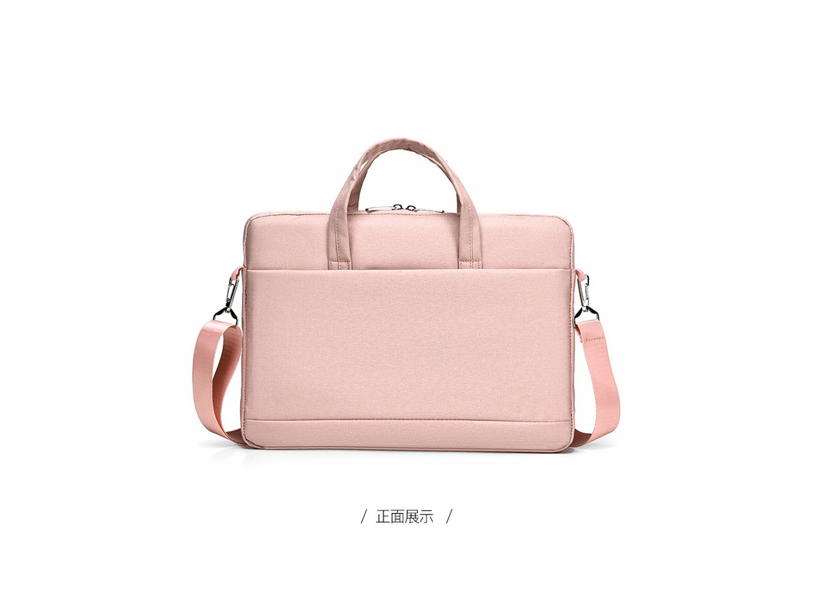Bolso bandolera/para portátil (tamaño mediano, 35,5 cm, rosa), gran capacidad, resistente a los impactos.