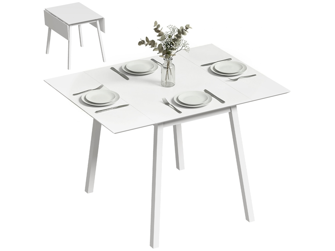 Mesa Cocina Plegable 2 Secciones 110x86x75 Cm Blanca