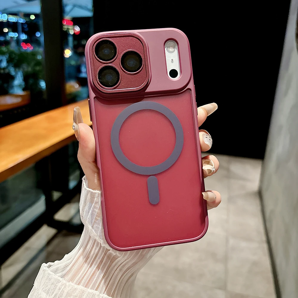 (rojo, Iphone 11) Funda Para Teléfono Semitransparente Mate, Compatible Con Carga Inalámbrica Magnética, Protección A Prueba De Golpes.