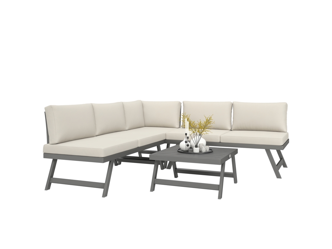 Conjunto Mesa Jardín Convertible 4 Piezas, 115x61x65cm