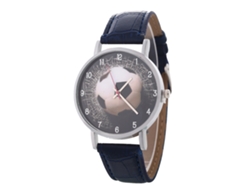 Reloj Casual De Cuero Pu Unisex Con Patrón De Fútbol Azul Real De Cuarzo