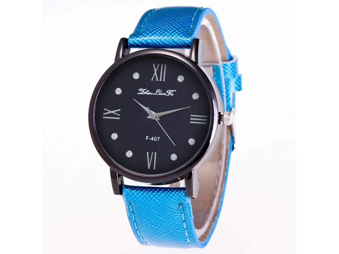 Reloj De Pulsera De Negocios Para Mujer En Aleación Con Esfera Redonda, Movimiento De Cuarzo Analógico, Color Azul.