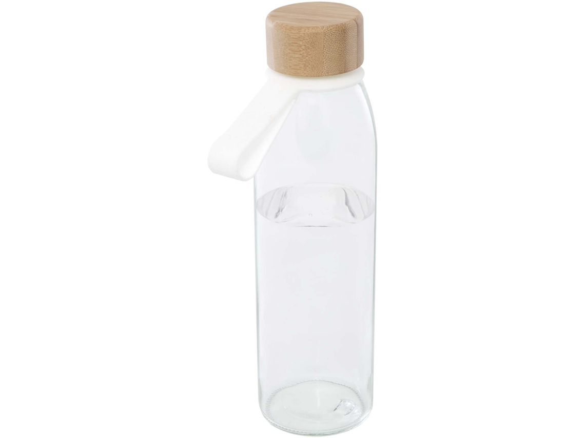 Botella De Cristal De 500 Ml Con Asa De Silicona Y Tapa De Bambú "porto"