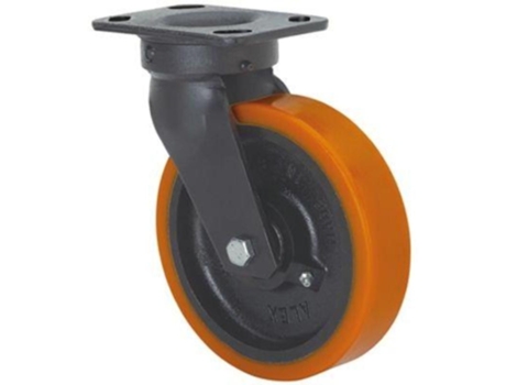 Rueda giratora placa 10gt150-hub hierro-poliur.naranja eje bolas ALEX