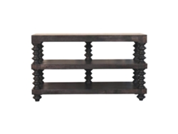 Mesa Consola De Madera Maciza Con Estantes En Fresno Carbón