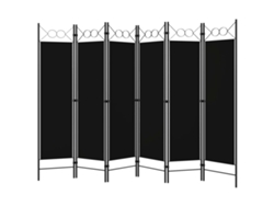 Separador de ambientes con 6 paneles, 240x180 cm, negro.