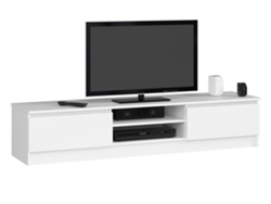 Mueble De Tv Akord Blanco 160 Cm 2 Puertas Frente En Color Blanco 2 Estantes 160x40x33 Cm