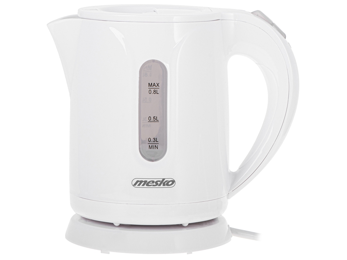 Hervidor Agua Eléctrico, 0,8 L, Resistencia Oculta, Inalámbrico, Apagado Automático, Base 360º Mesko Ms1376 Blanco