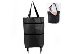 Carrito de compra plegable con ruedas, impermeable y reutilizable, bolsa negra ligera. GOKOCO
