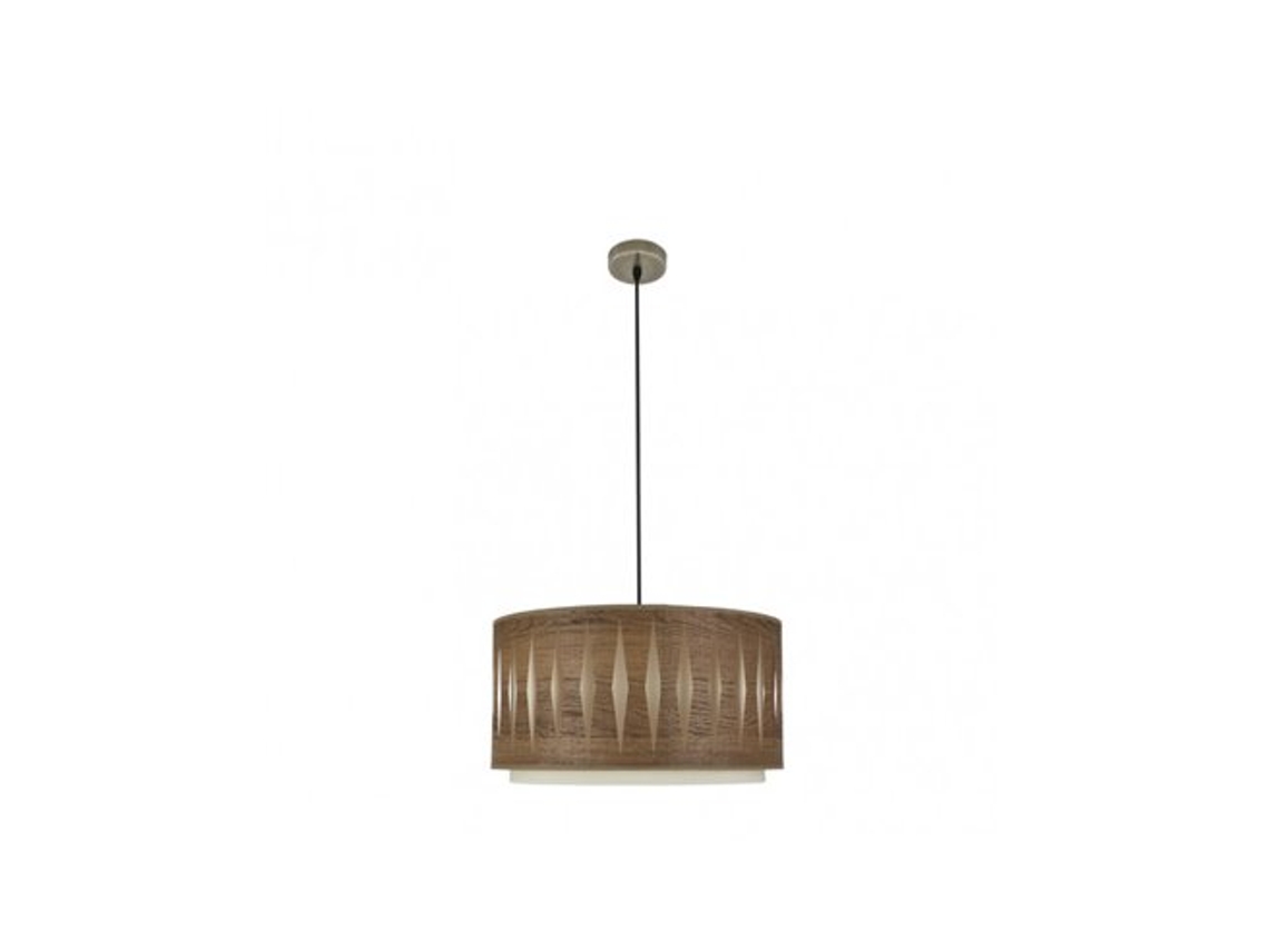 Lámpara colgante Alexandra 1xe27 Cuero/Madera oscura Regx40x40 Cm Fabrilamp