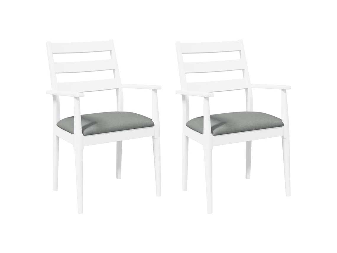 Maison Exclusive - Sillas De Comedor Con Cojines, 2 Unidades, Blancas, Madera Maciza, Caucho