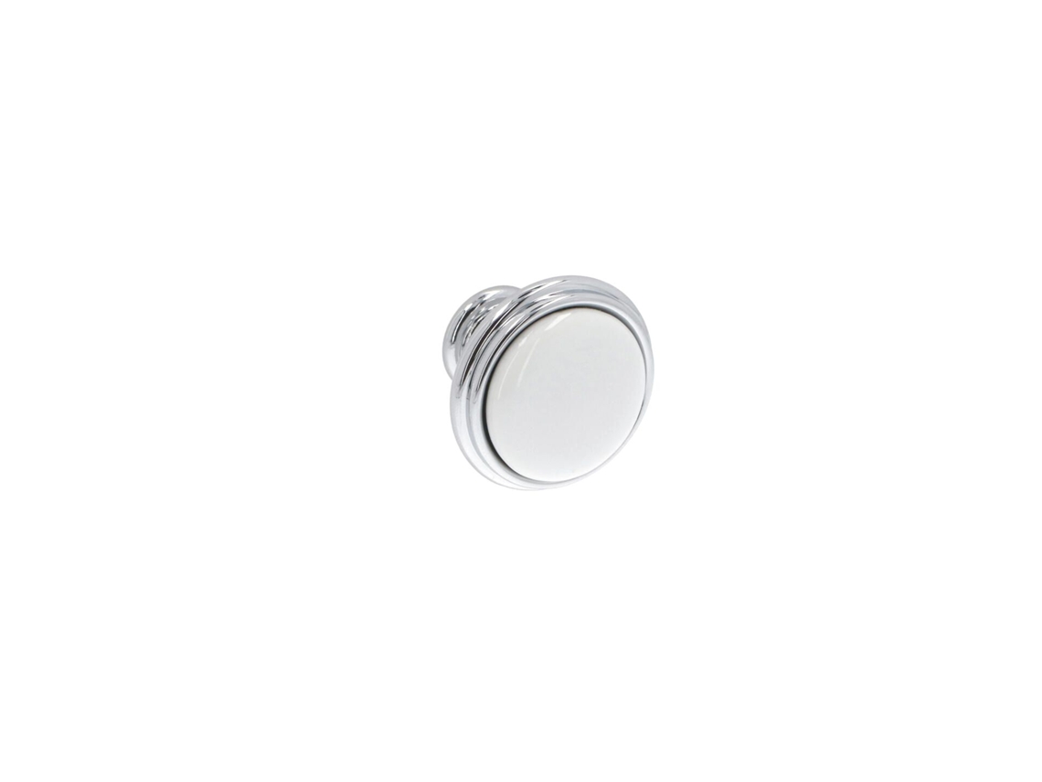 Pomo Para Muebles De Zamac Y Porcelana Diámetro 35mm Cromado Pulido Lote De 25