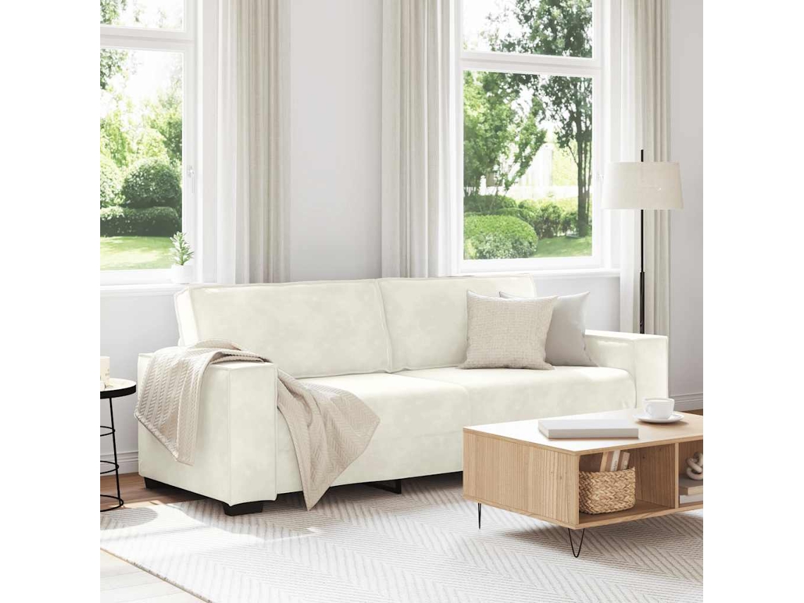 Sofá De 3 Plazas | Sofá De Salón | Sofá De Descanso Terciopelo Color Crema 180 Cm Wsd649274