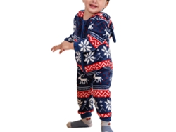 Conjunto de pijama con capucha Rebe-Baby para Navidad, talla 3-6 meses, manga larga, pantalón largo, estampado de copos de nieve, azul oscuro.