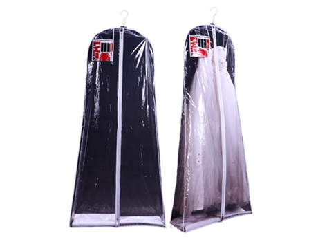 Capa protetora contra poeira para vestido de noiva em PVC transparente dupla face L