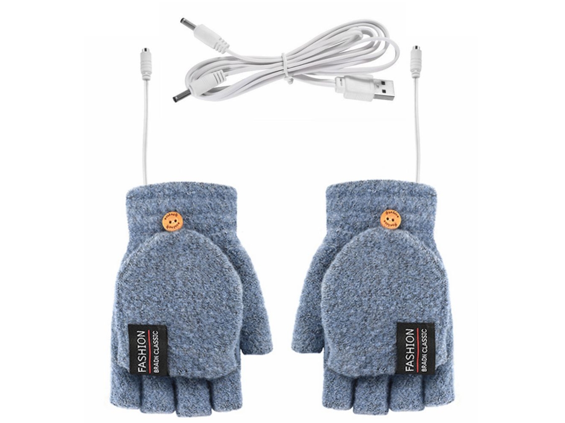Calentadores De Manos Eléctricos Con Calefacción Usb 5v, De Punto, Suaves Y Cálidos, Con Solapa Y Medio Dedo, Color Azul B66687*