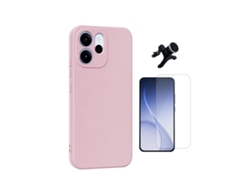 Kit Vidro Clearglass Capa Silicone Líquido Suporte Reforçado Phonecare Para Oppo Reno15 F - Rosa
