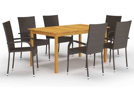 Conjunto 7 de comedor para jardín VIDAXL marrón