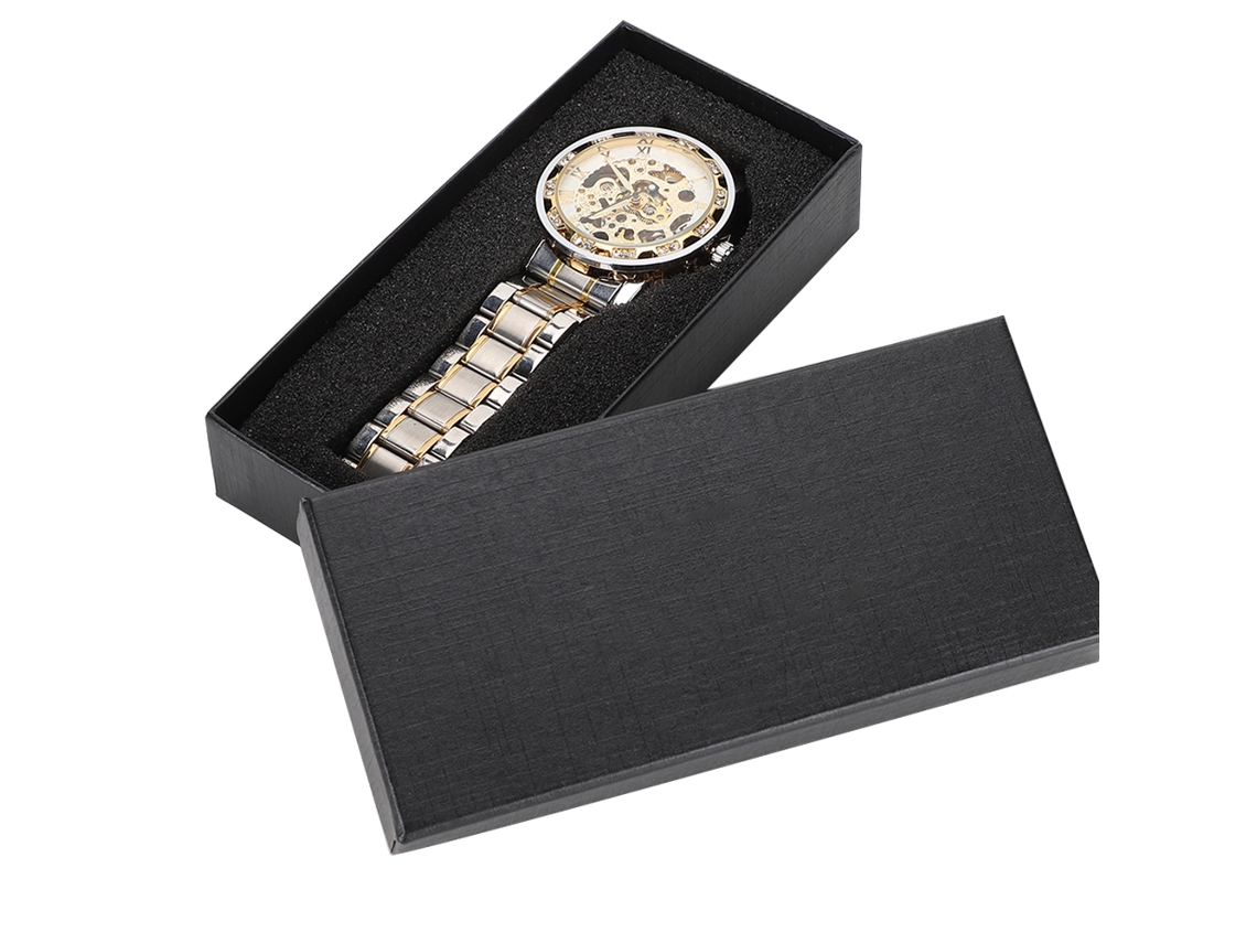 Reloj De Pulsera Mecánico Impermeable Para Hombre En Oro Blanco