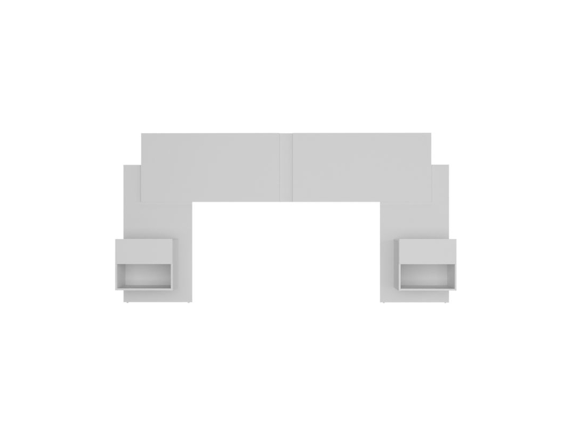 Set Cabezal Y Mesitas Blanco 160x92x18 Cm