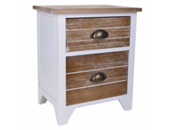 Mesita de Noche WANDERLUST DECO (Madera de Paulownia y Mdf - Blanco - 38 x 28 x 45 cm)