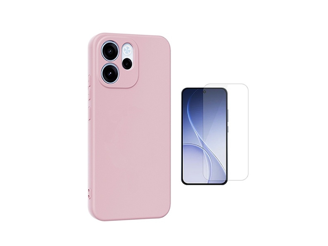 Kit Vidro Clearglass Capa Silicone Líquido Phonecare Para Oppo Reno15 F - Rosa