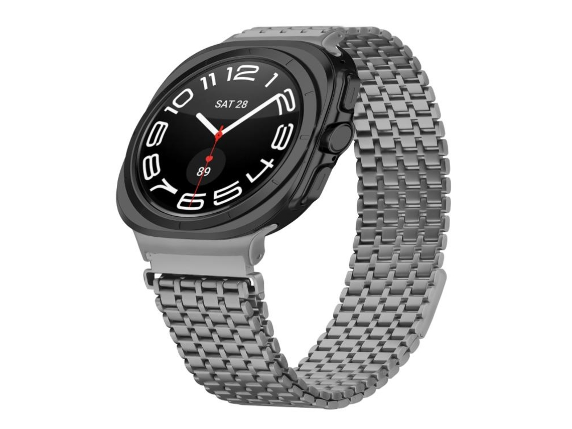 Pulsera XIAOMOYU de acero inoxidable para Samsung Galaxy Watch Ultra con cierre magnético de nueve cuentas, color titanio (47 mm)
