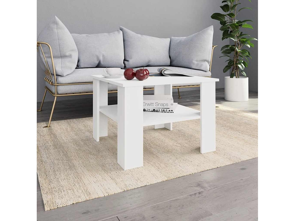 Mesa de centro de 60x60x42 cm, fabricada en madera sintética blanca HARLANV1