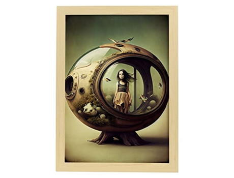 NACNIC Poster Proteccion En Estilo Surrealismo Cinematográfico Ilustraciones Y Grabados De Historieta Abstracta Y Artística A4 Marcos Madera