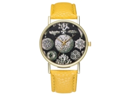 Reloj De Cuarzo Retro Para Mujer Y Hombre, Moda Elegante, Muñequera Amarilla