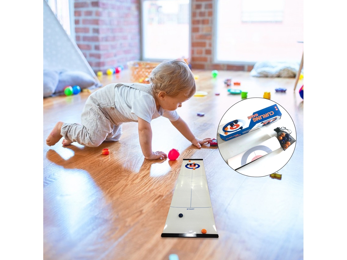 Set De Juego De Curling Mini Para Mesa Juego De Mesa Familiar Divertido Con 8 Rodillos Shuffleboard Pucks